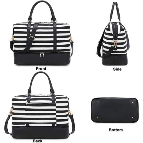 Womens Travel Weekender Bag Canvas Carry on Overnight Tote Luggage Duffel Bags - Picture 6 of 7